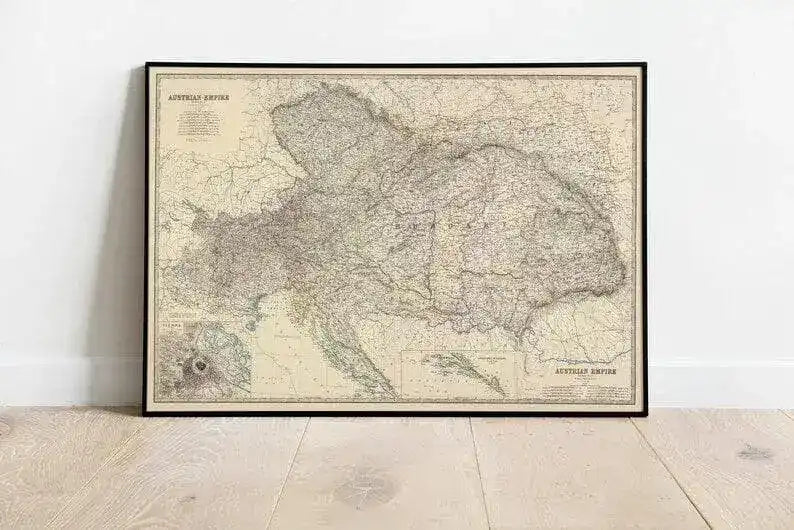 Composite Map of Austria-Hungary Empire 1861| Old Map Wall Decor