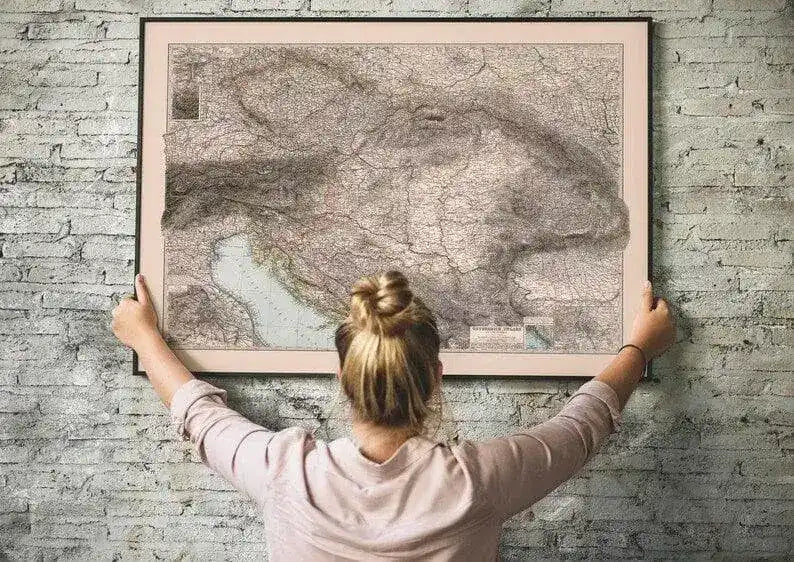 Composite Map of Austria-Hungary Empire 1892| Old Map Wall Decor