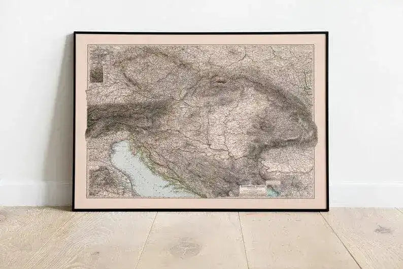 Composite Map of Austria-Hungary Empire 1892| Old Map Wall Decor