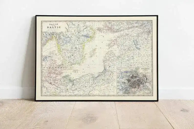 Composite Map of Basin of the Baltic 1861| Old Map Wall Decor