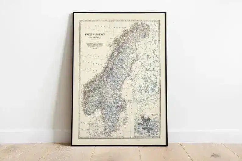 Composite Map of Sweden and Norway 1861| Scandinavia