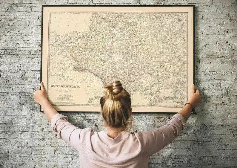 Composite Map of West Russia and Kingdom of Poland 1861| Map Wall Decor