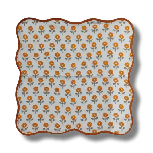 Daisy Block Printed Cotton Napkins