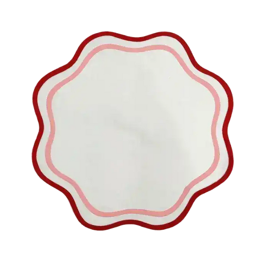 Double Scalloped Round Cotton Placemats - MAIA HOMES