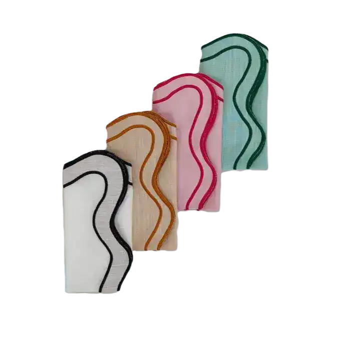 Double Scalloped Table Linen Napkins - MAIA HOMES