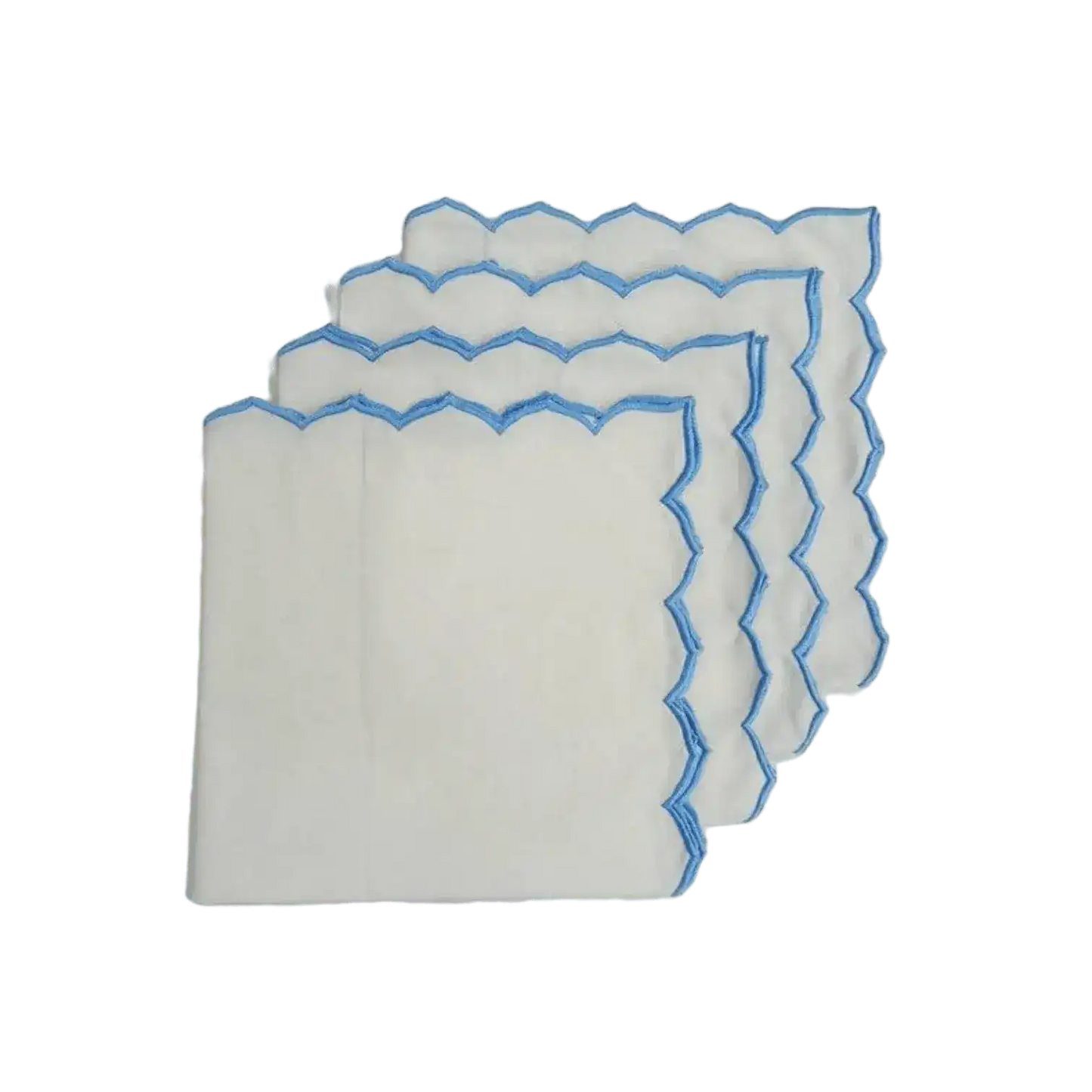 Edgy Scallop Trim White Cotton Napkins