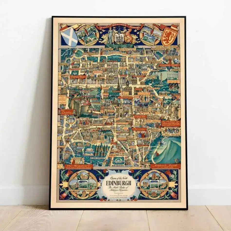 Edinburgh Vintage Map Wall Map Poster Print