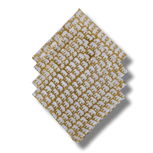 Elephant Block Printed Cotton Napkins