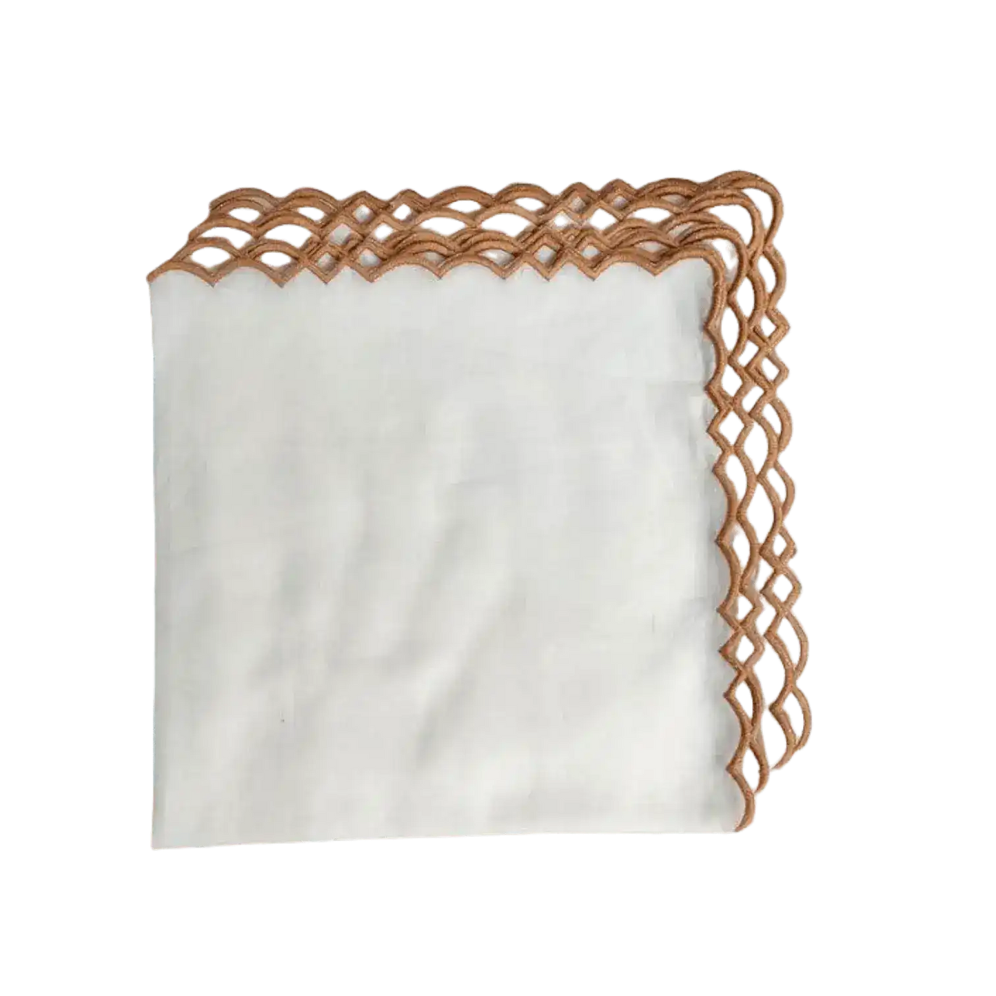 Embroidered Border White Cotton Napkins