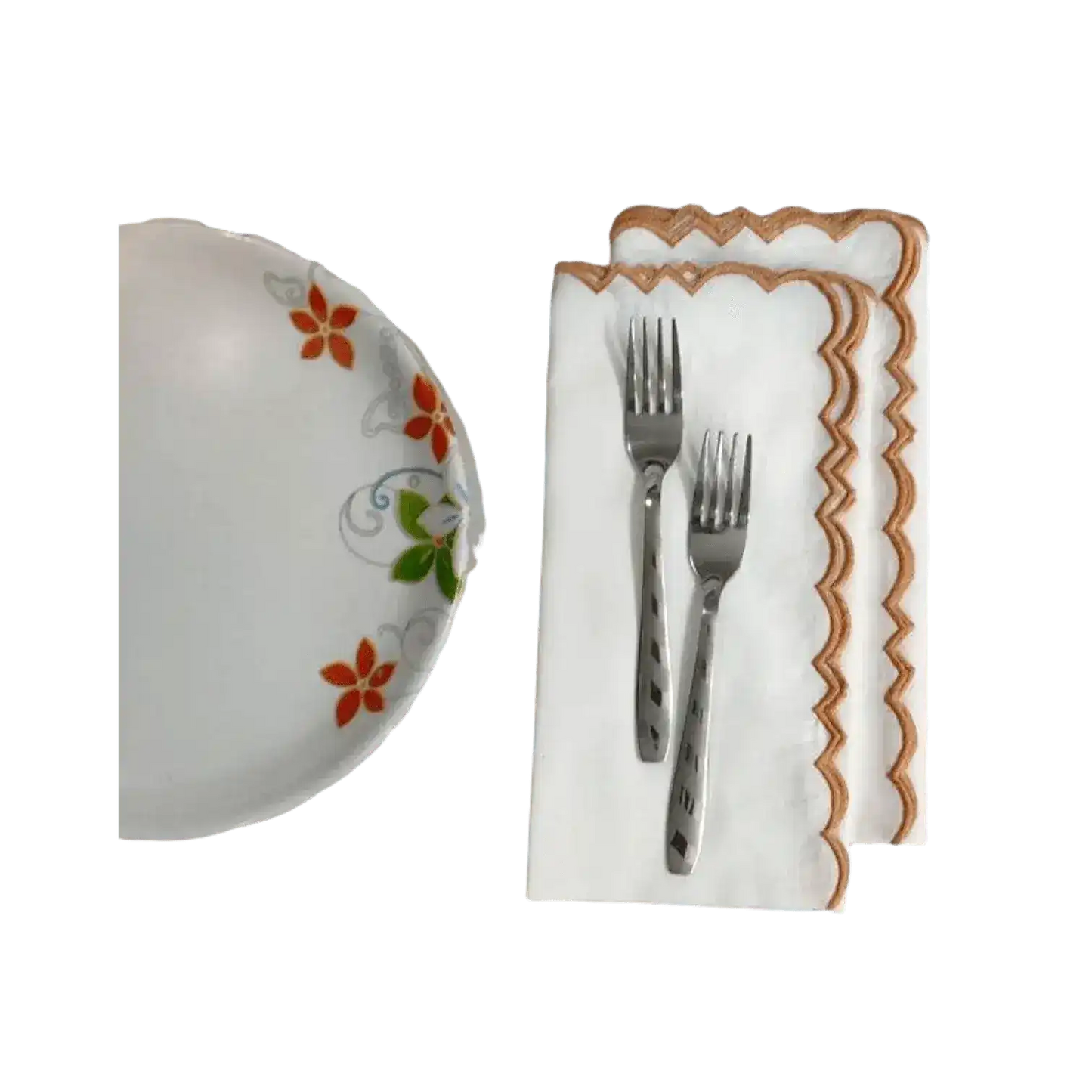 Embroidered Border White Cotton Napkins