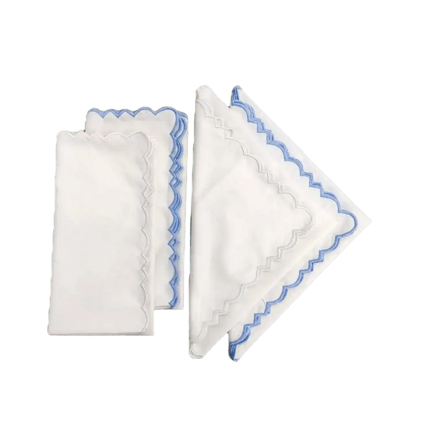 Embroidered Border White Cotton Napkins - MAIA HOMES