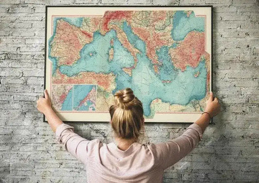 Geographical Map of Mediterranean Sea| Map Wall Decor