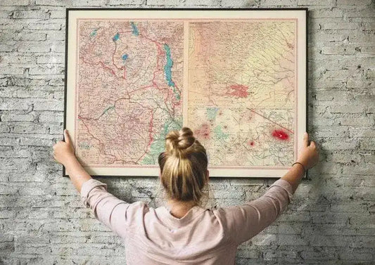 Geographical Map of Zambia and Malawi| Map Wall Decor