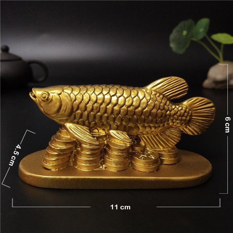Gold Animals Fish Statues Figurines Lucky Ornaments - Animal Amity