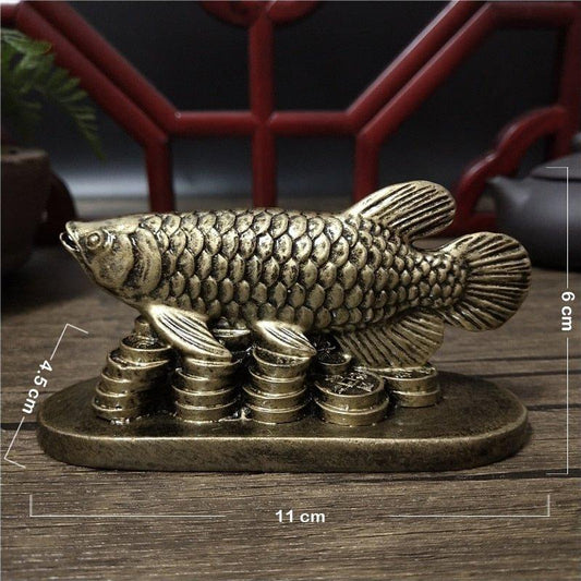 Gold Animals Fish Statues Figurines Lucky Ornaments - Animal Amity