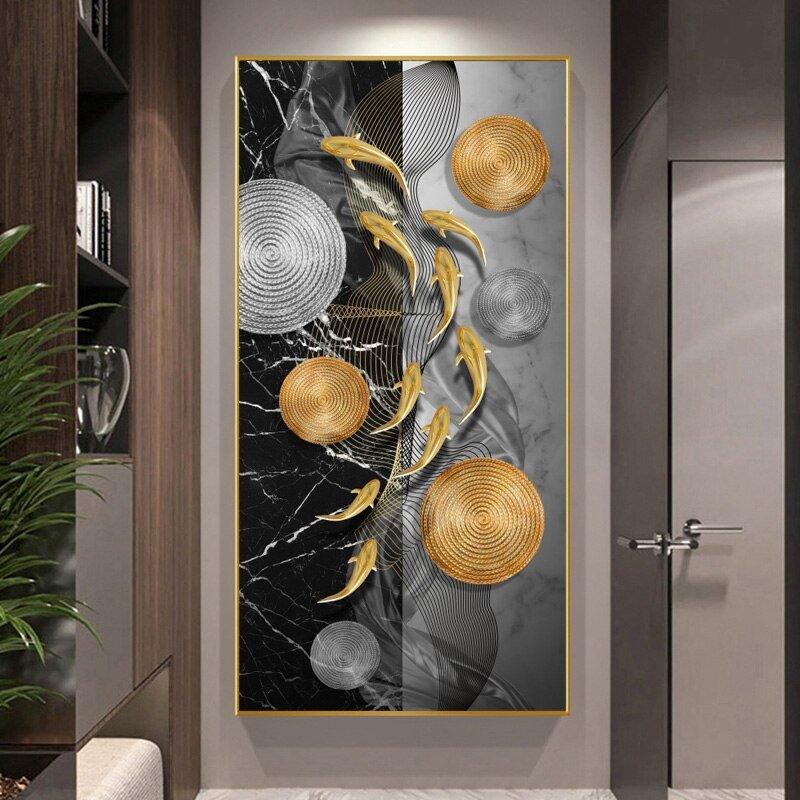 Golden Fish Feng Shui Carp Pictures Canvas Painting Wall Art - Animal Amity