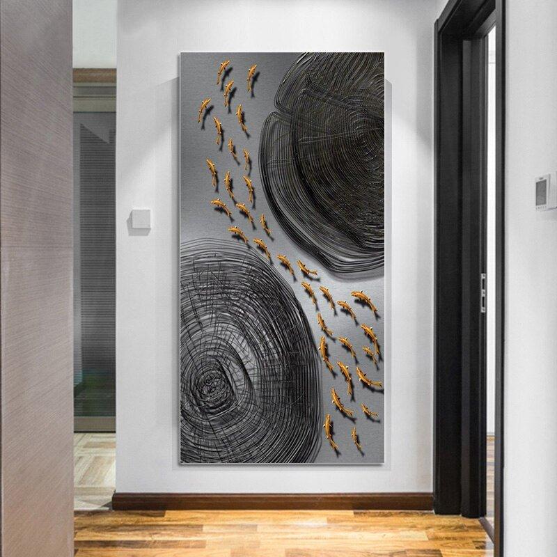 Golden Fish Feng Shui Carp Pictures Canvas Painting Wall Art - Animal Amity