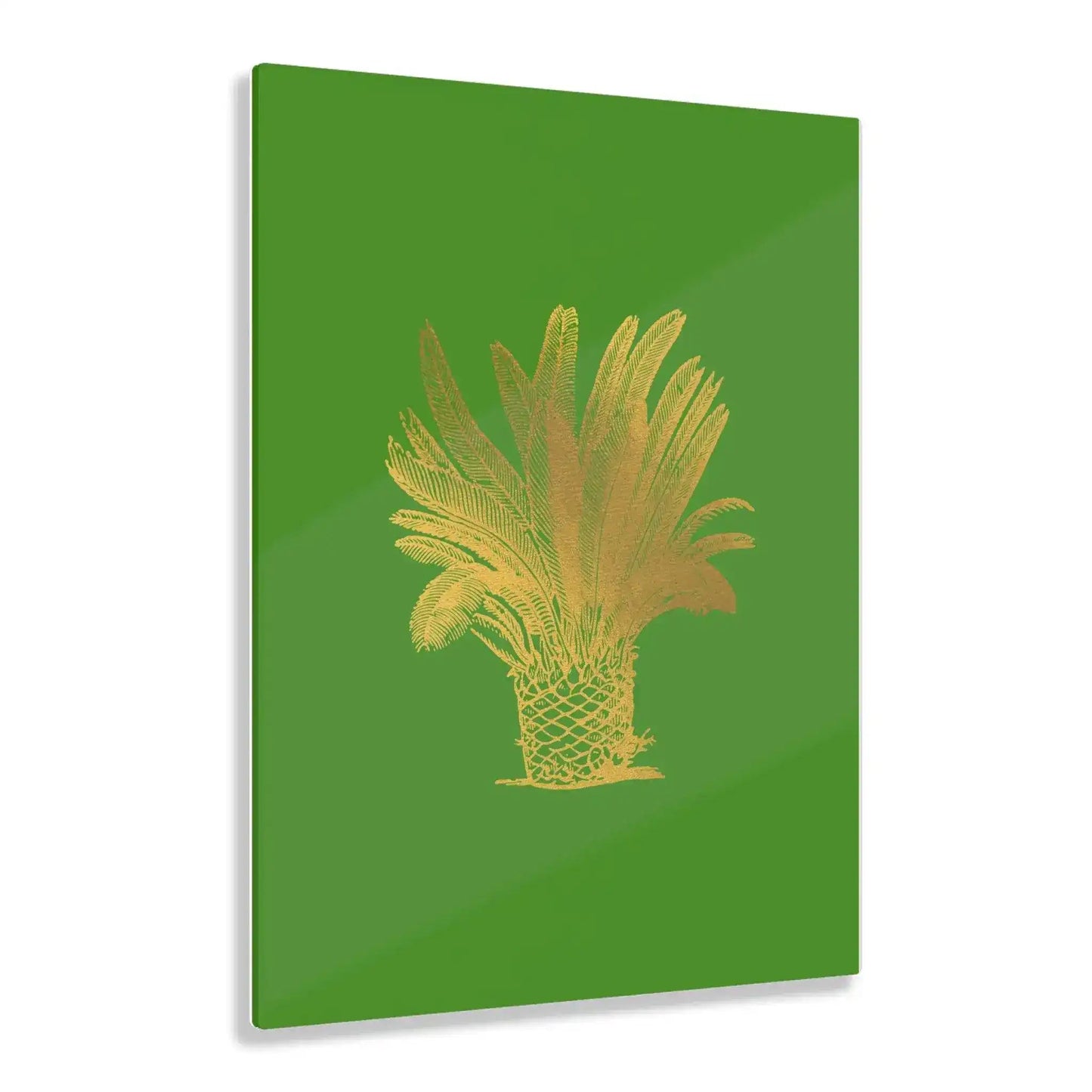 Golden Palm Tree Green Acrylic Print - MAIA HOMES