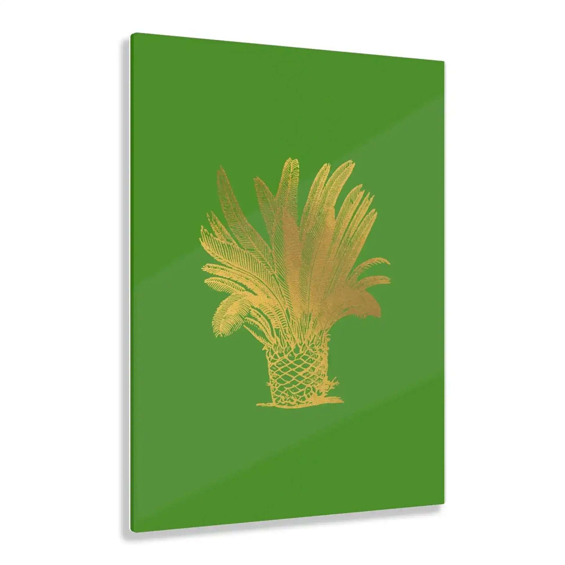 Golden Palm Tree Green Acrylic Print - MAIA HOMES