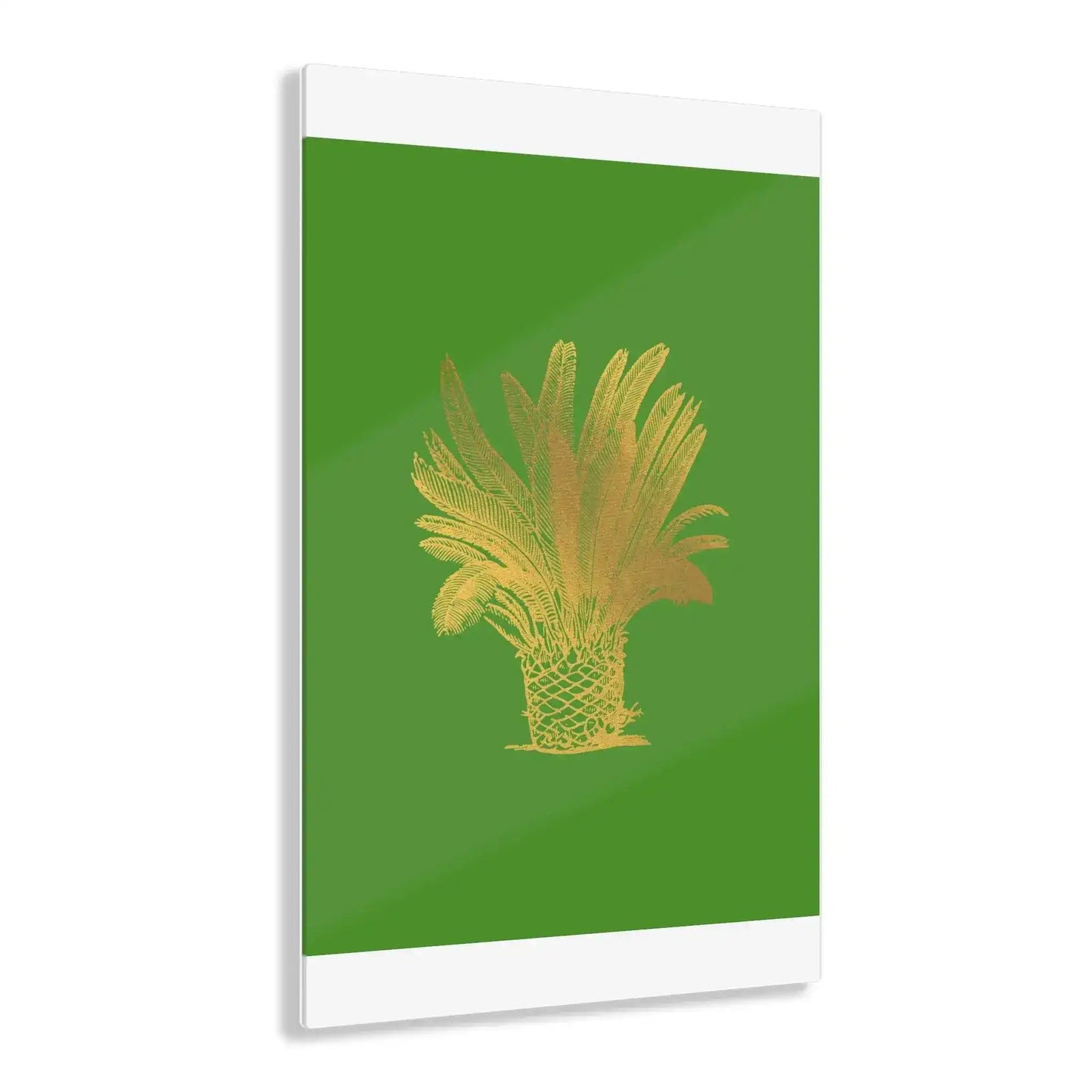 Golden Palm Tree Green Acrylic Print - MAIA HOMES