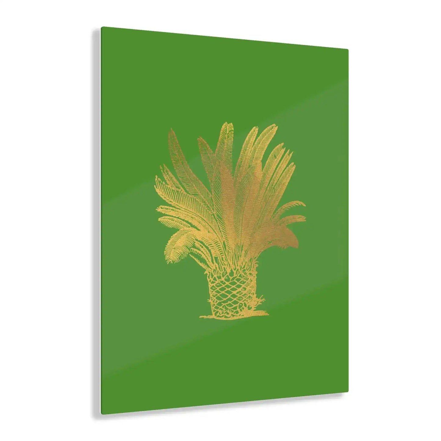 Golden Palm Tree Green Acrylic Print - MAIA HOMES