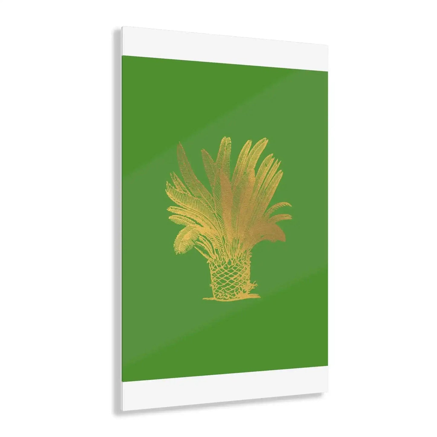 Golden Palm Tree Green Acrylic Print - MAIA HOMES