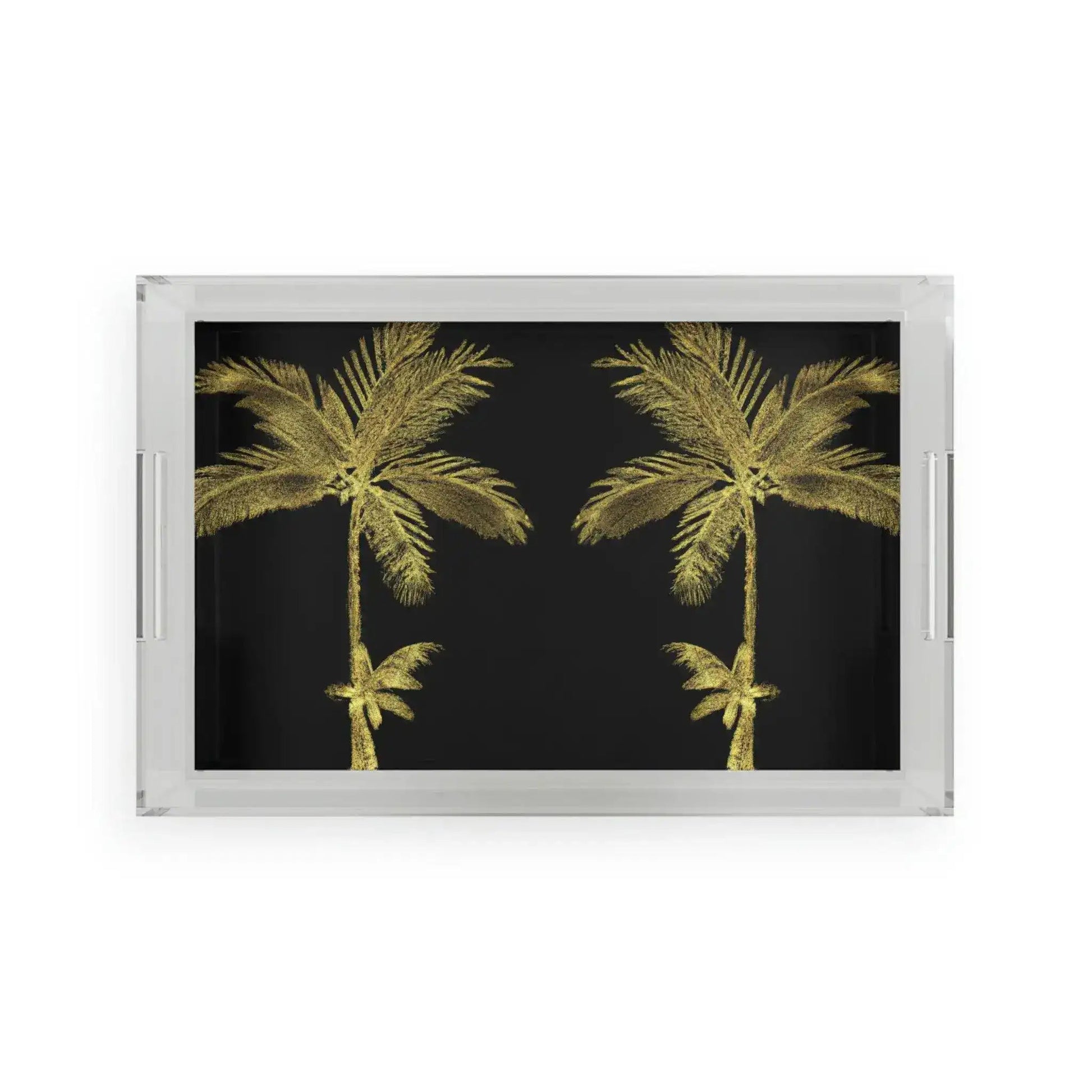 Golden Palm Trees Acrylic Serving Tray - MAIA HOMES