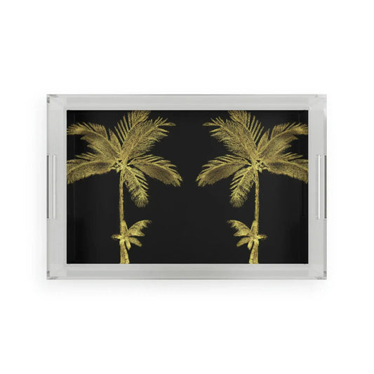 Golden Palm Trees Acrylic Serving Tray - MAIA HOMES