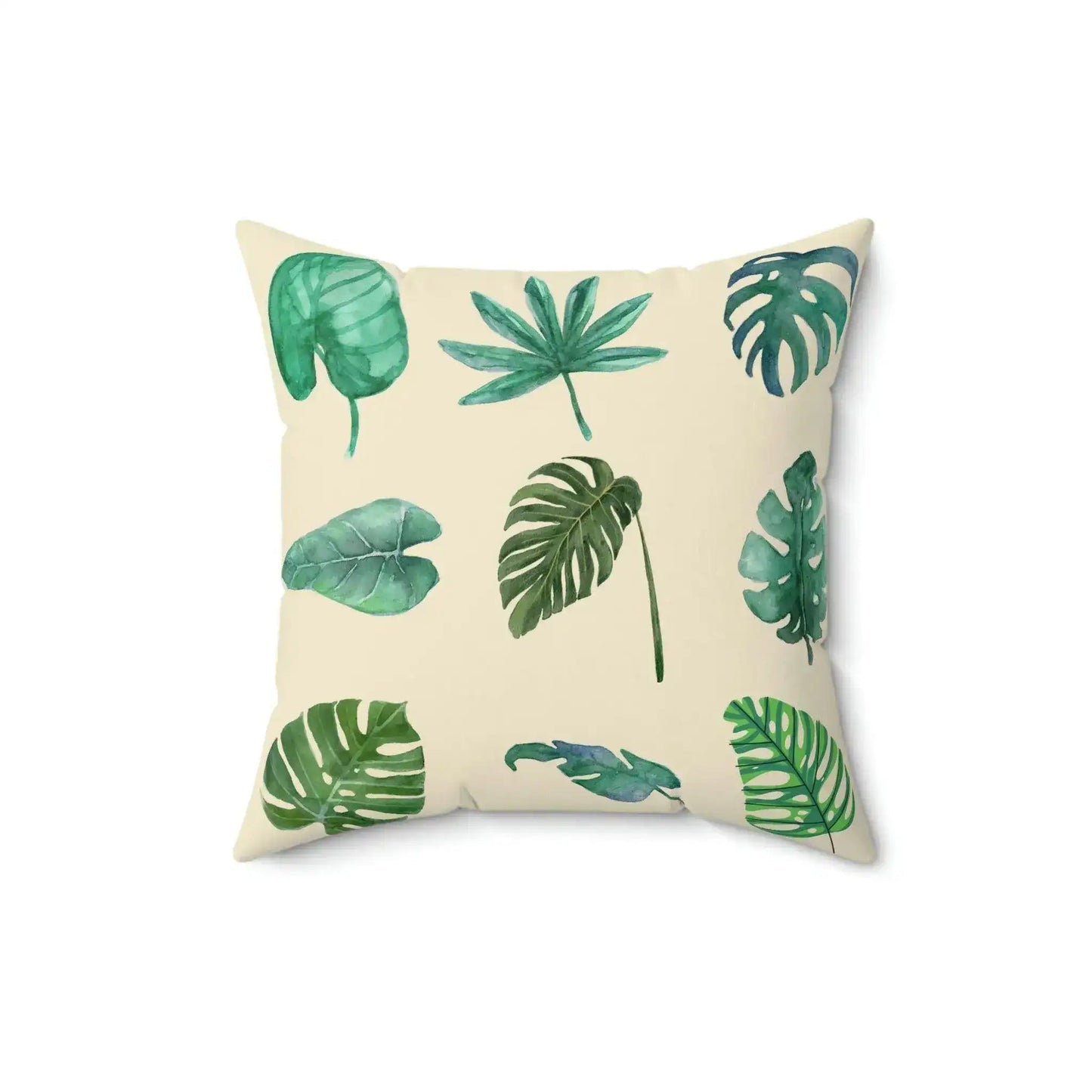 Green Monstera Leafy Printed Throw Pillow - MAIA HOMES