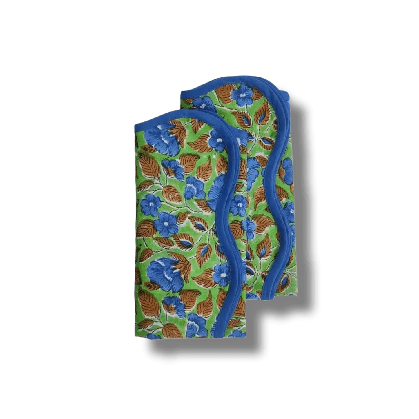 Hand Block Printed Green Flower Cotton Napkins