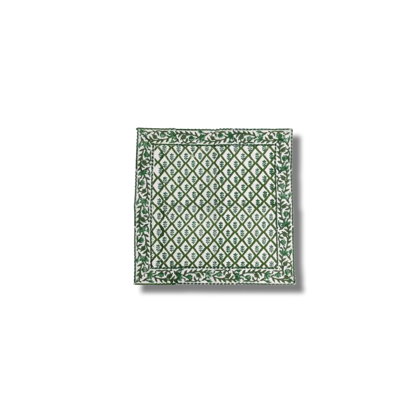 Hand Block Printed Green Trees Cotton Napkins