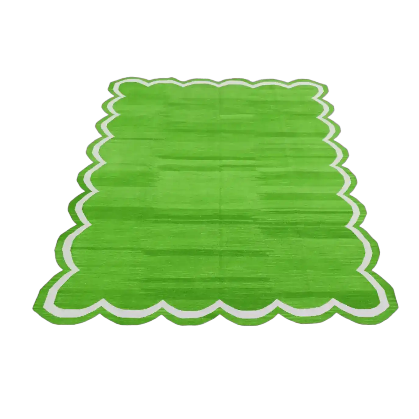 Handmade Scalloped Cotton Area Rug - Green