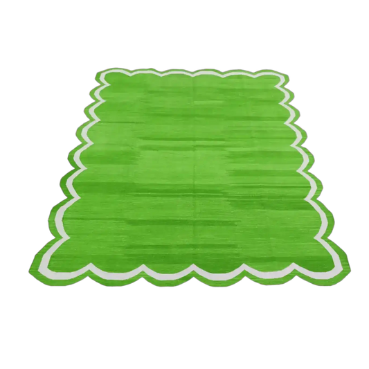 Handmade Scalloped Cotton Area Rug - Green