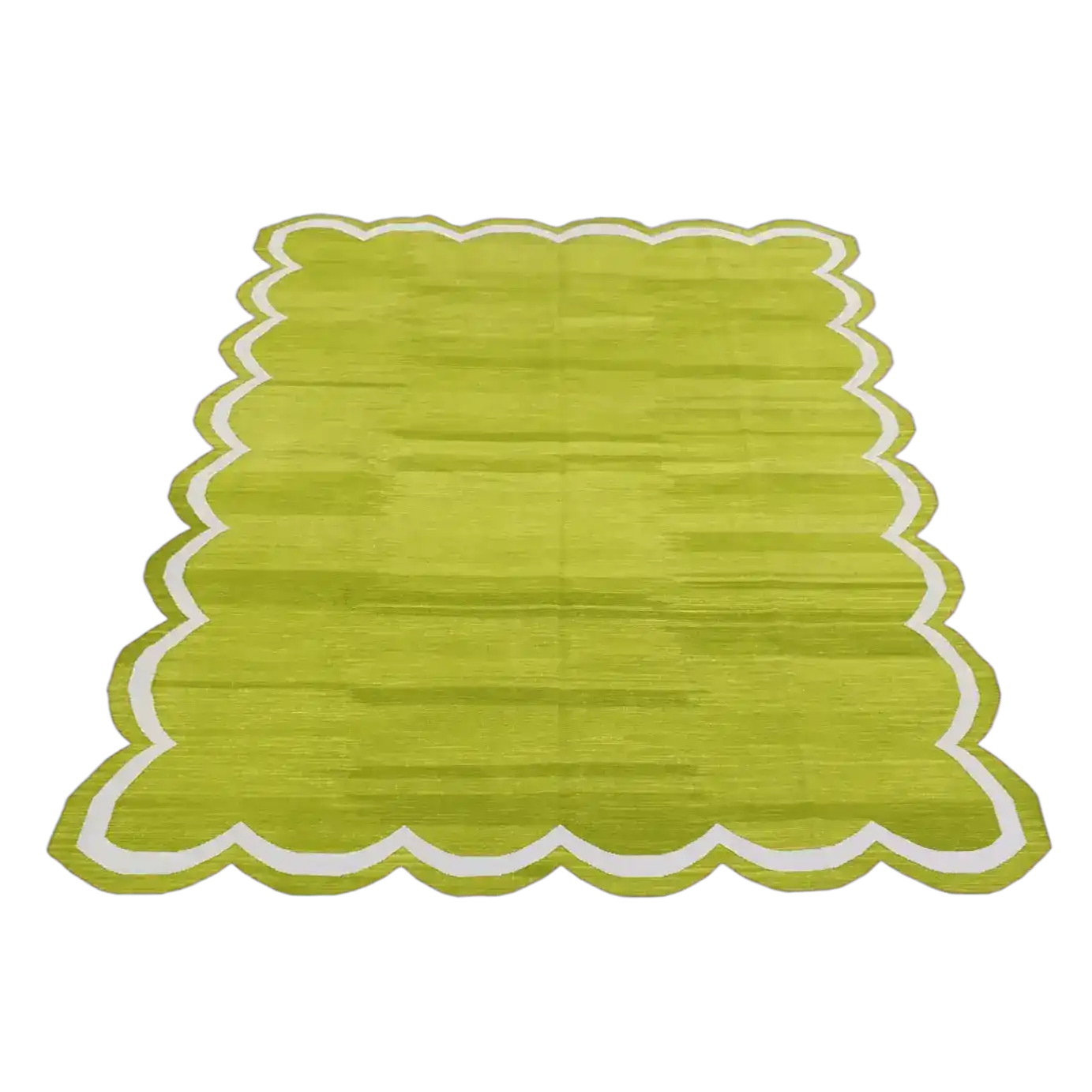 Handmade Scalloped Cotton Area Rug - Olive Green