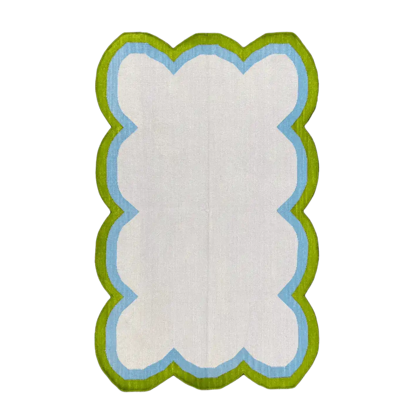 Handmade Scalloped Cotton Rug - Beige/Green