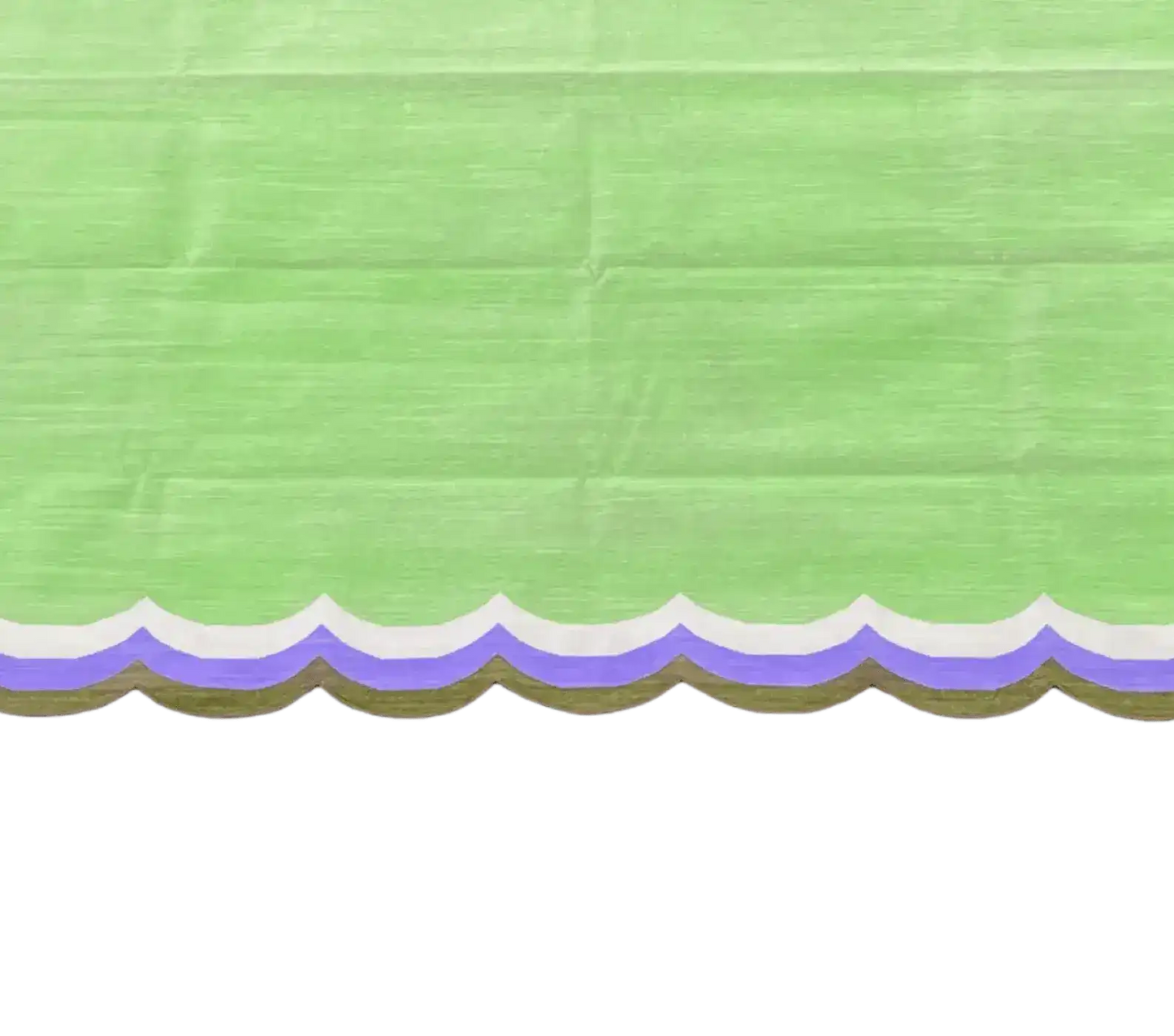 Handmade Scalloped Cotton Rug - Light Green/Purple