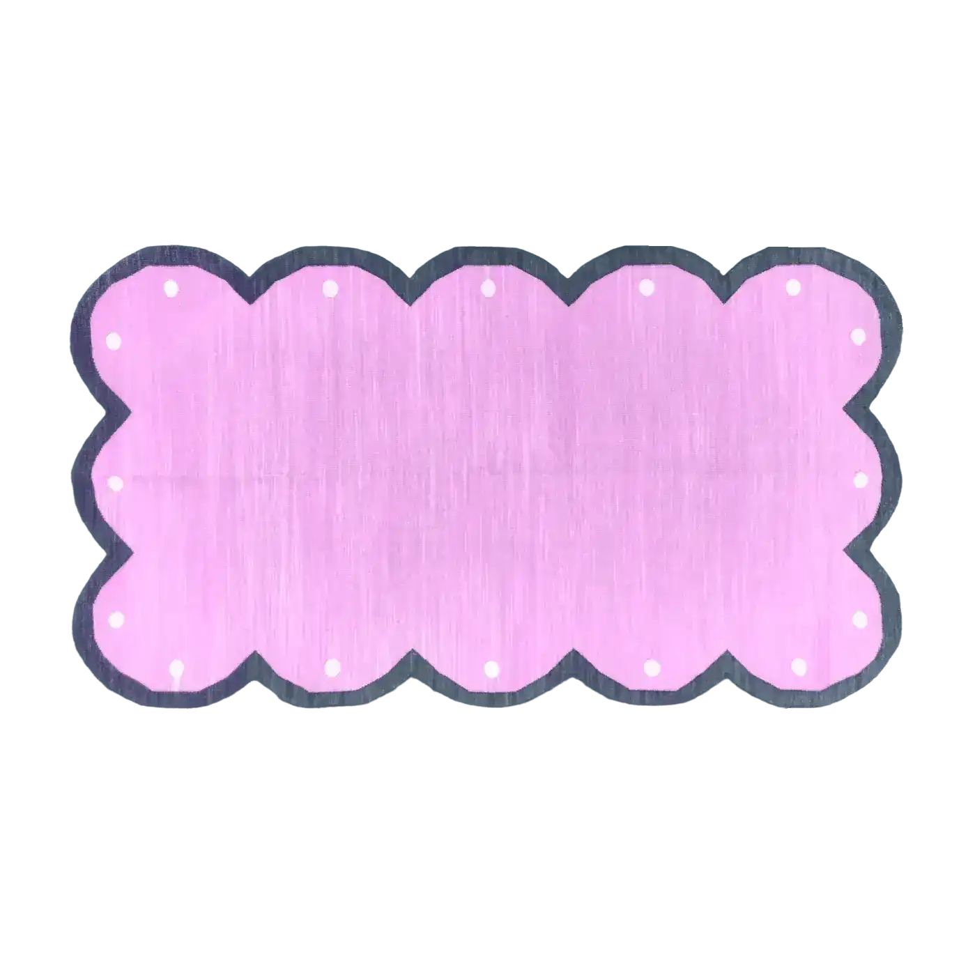 Handmade Scalloped Cotton Rug - Pink/Dark Gray