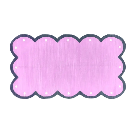 Handmade Scalloped Cotton Rug - Pink/Dark Gray