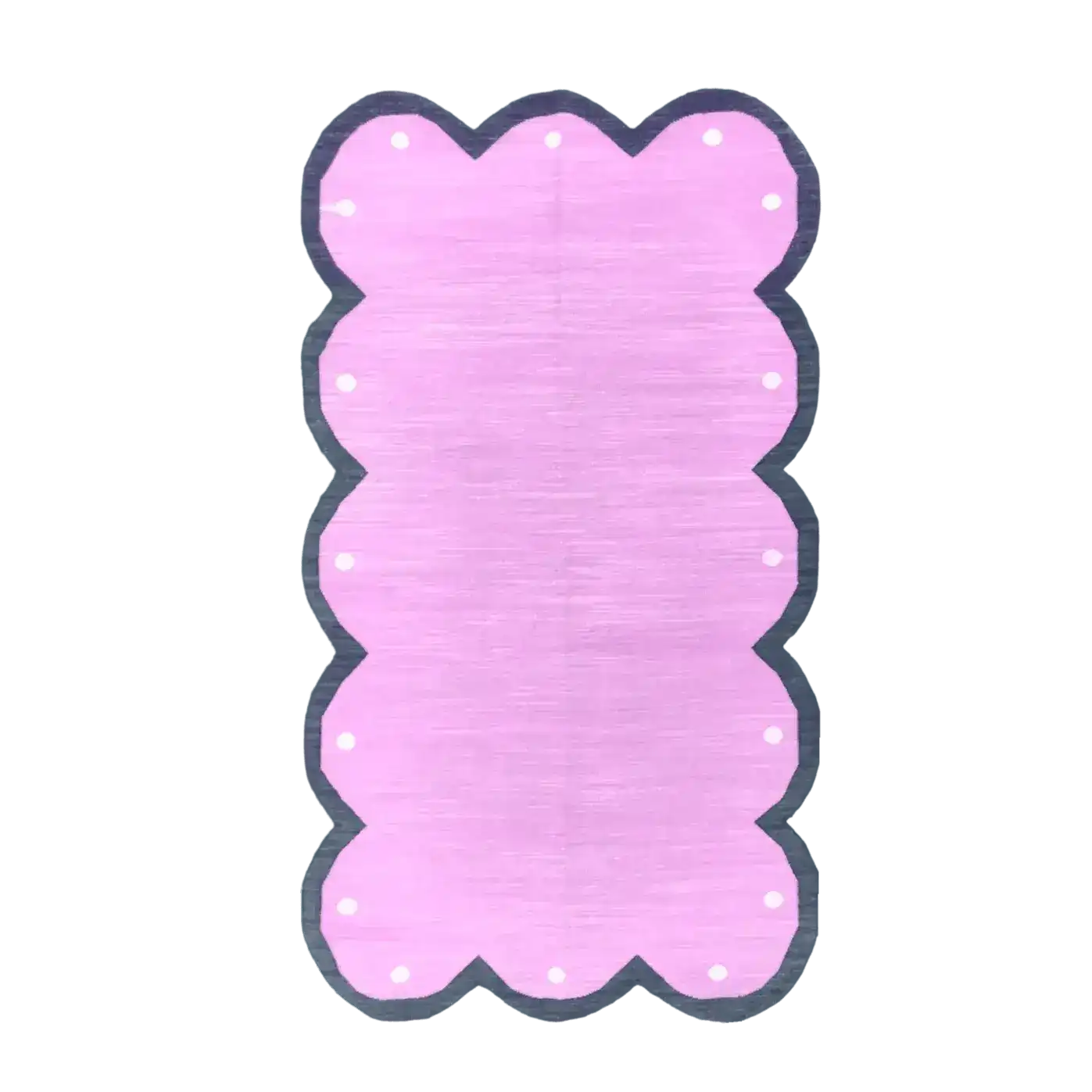 Handmade Scalloped Cotton Rug - Pink/Dark Gray