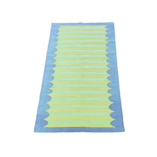 Handwoven Alaia Blue/Yellow Cotton Rug