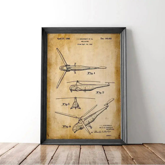 Helicopter Vintage Patent Poster Print