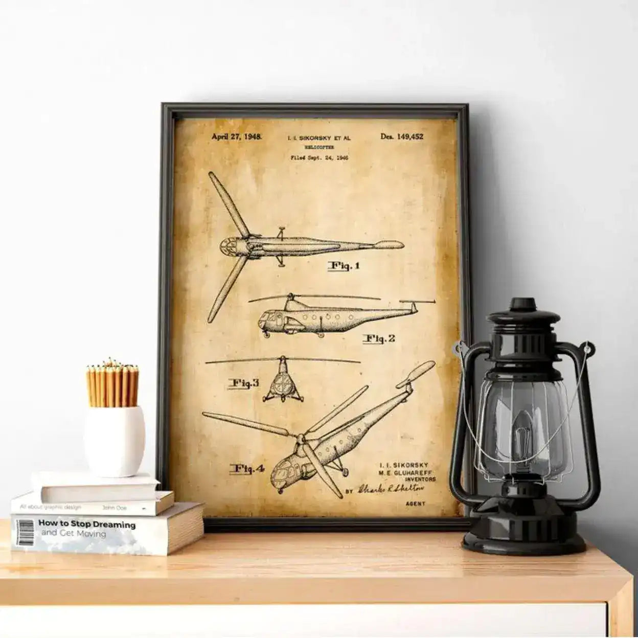 Helicopter Vintage Patent Poster Print