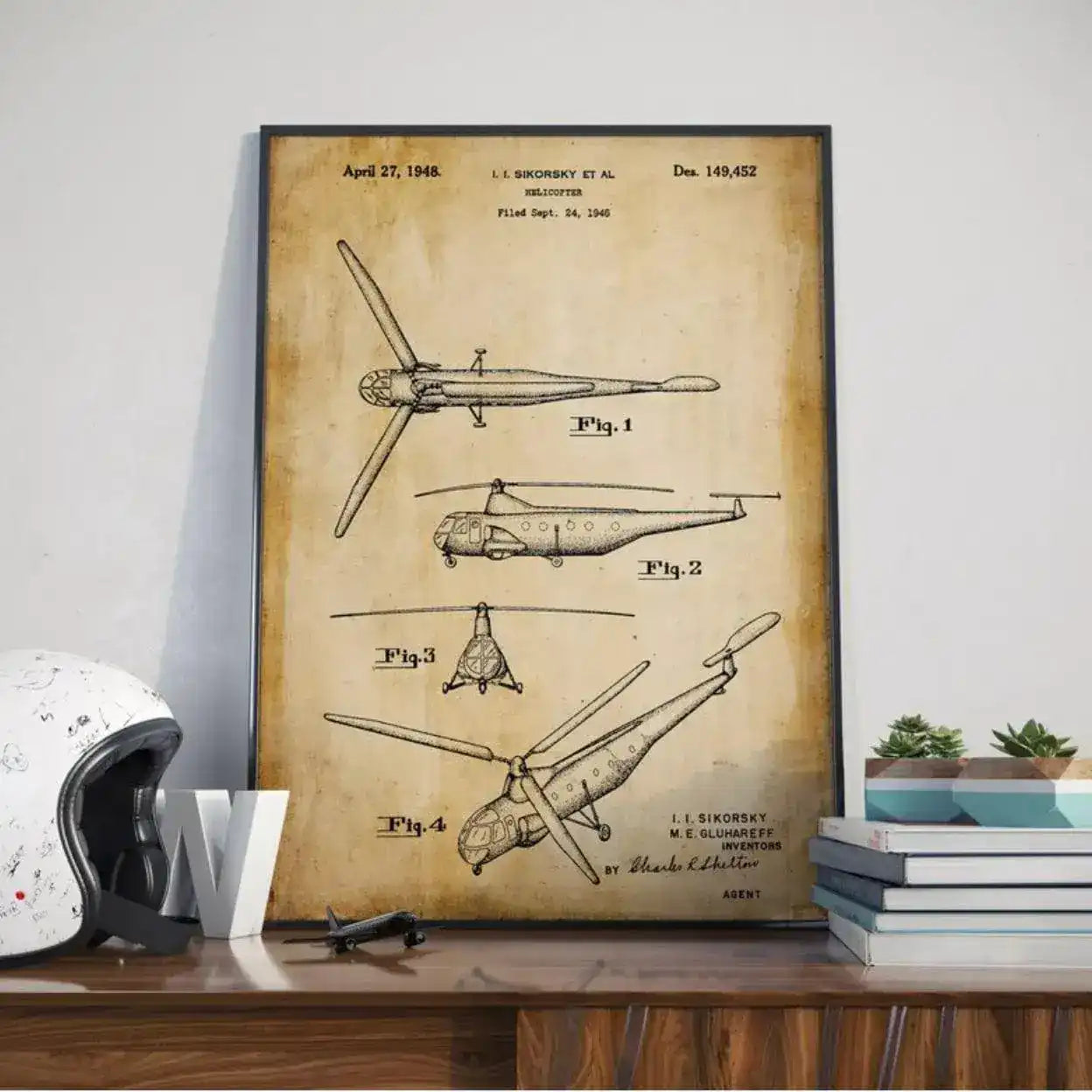 Helicopter Vintage Patent Poster Print