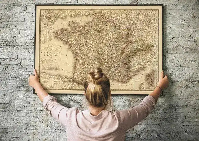 Historical Map of France 1827| Old Map Wall Decor