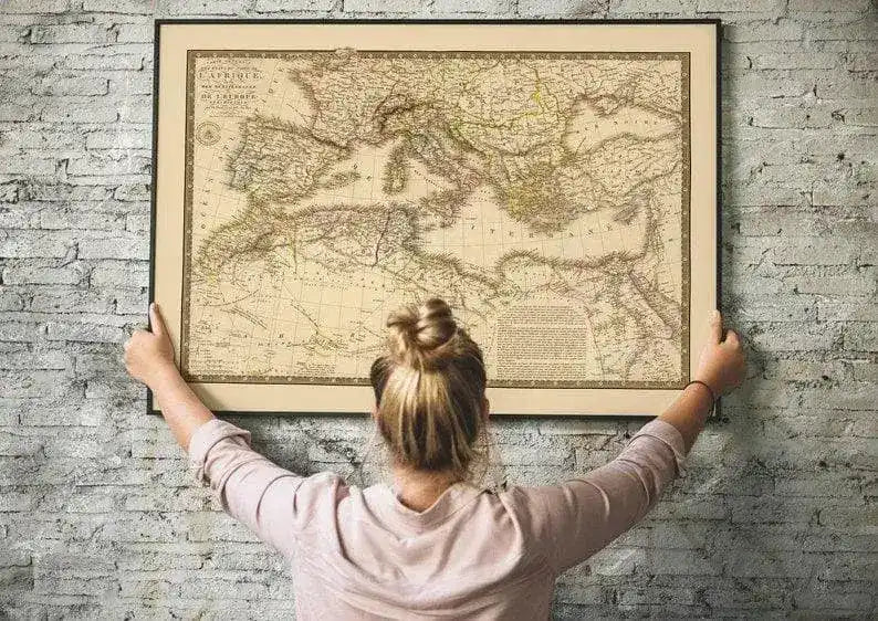 Historical Map of Mediterranean Sea| Old Map Wall Decor