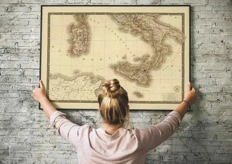 Historical Map of Southern Italy 1828| Old Map Wall Decor