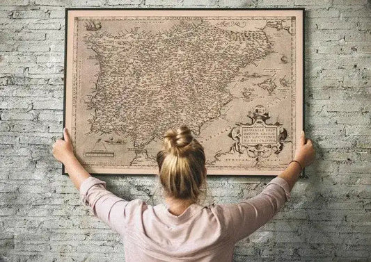 Historical Map of Spain and Portugal 1570| Old Map Wall Decor