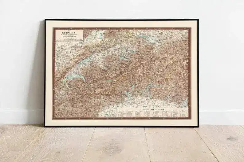 Historical Map of Switzerland 1856| Old Map Wall Decor