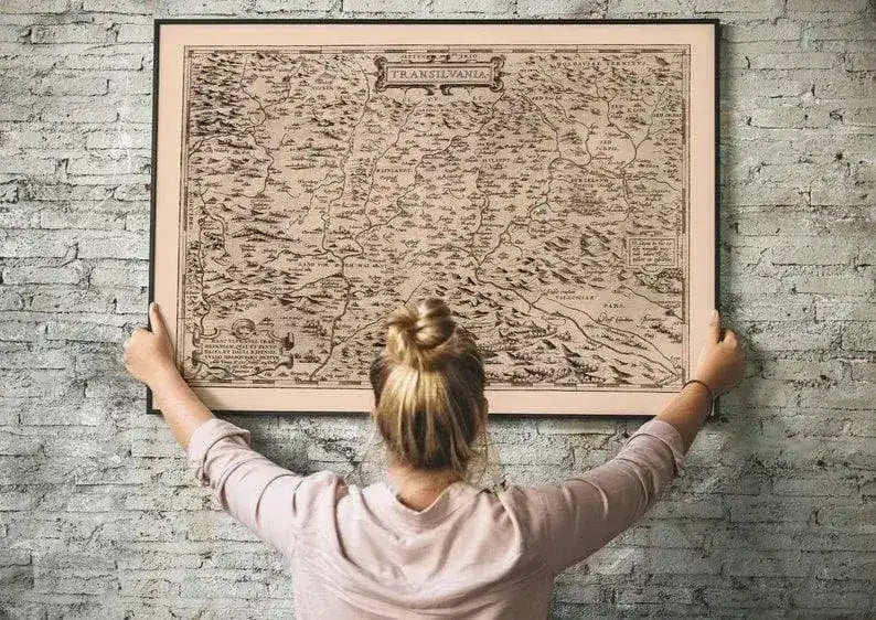 Historical Map of Transylvania 1570| Romania Old Map Wall Decor