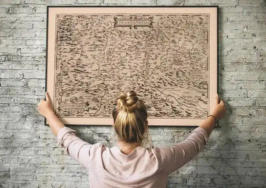 Historical Map of Transylvania 1570| Romania Old Map Wall Decor